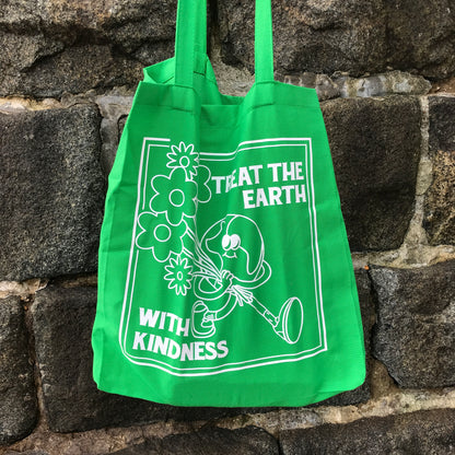 Treat the Earth with Kindness Large Green Tote Bag