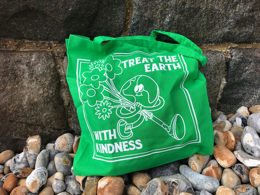 Treat the Earth with Kindness Large Green Tote Bag