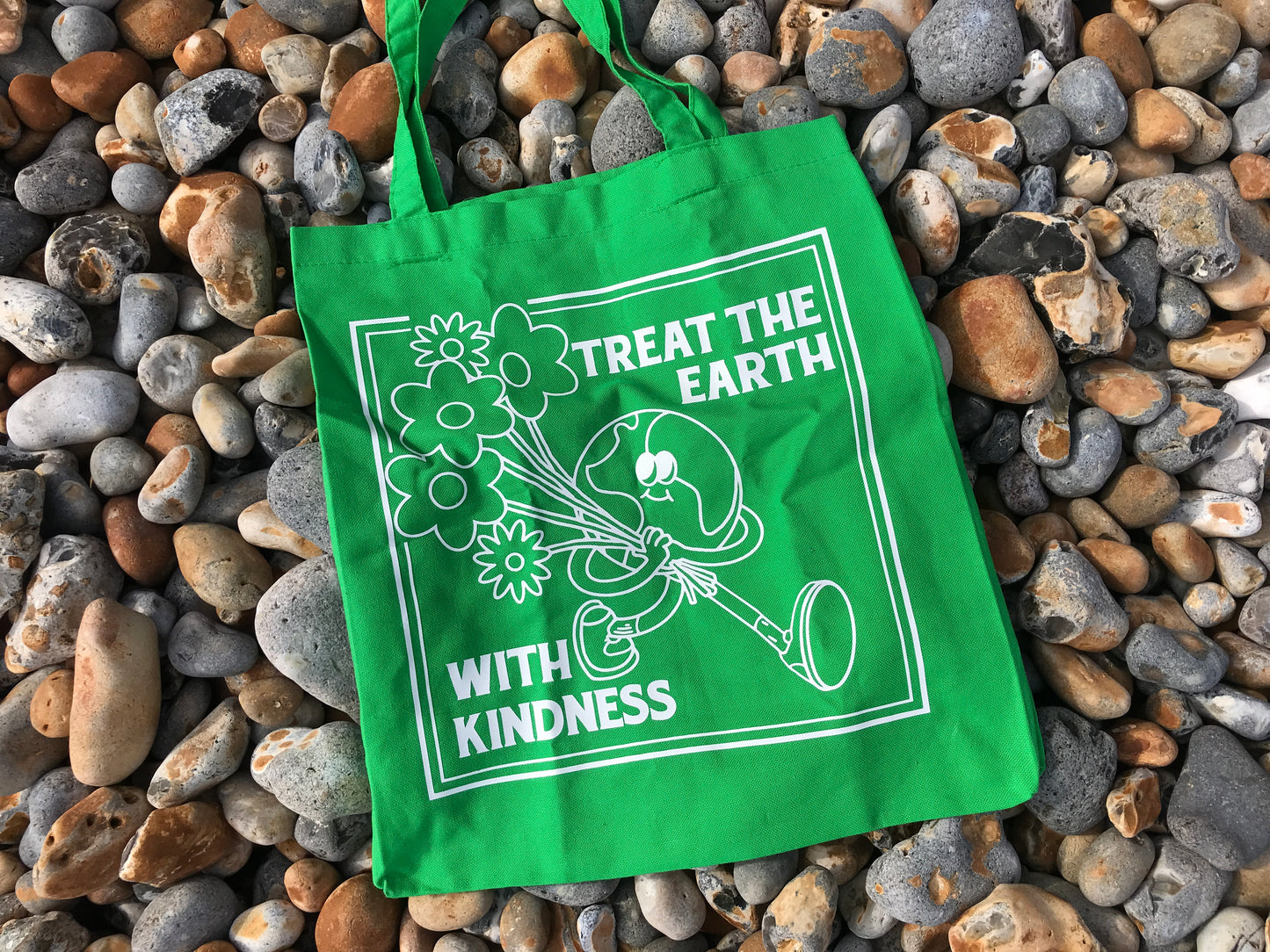 Treat the Earth with Kindness Large Green Tote Bag