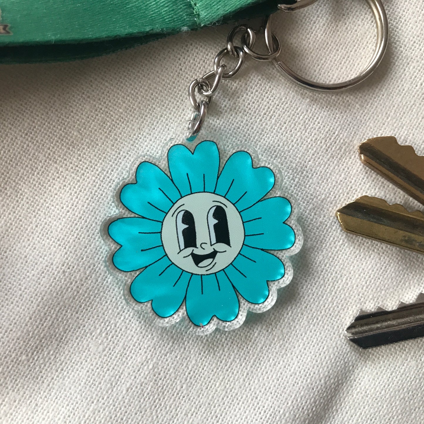 Retro Inspired Colourful Flower Acrylic Keyrings