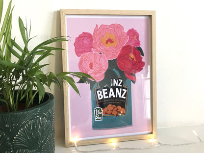 Unique Jars of Flowers - Peony and Beanz - Unframed