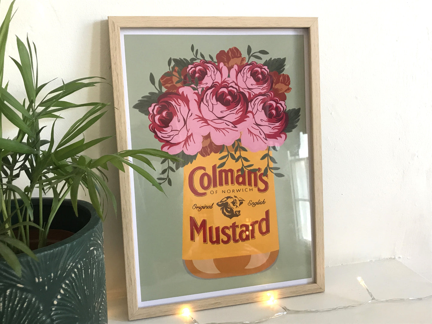 Unique Jars of Flowers - Roses and Mustard - Unframed