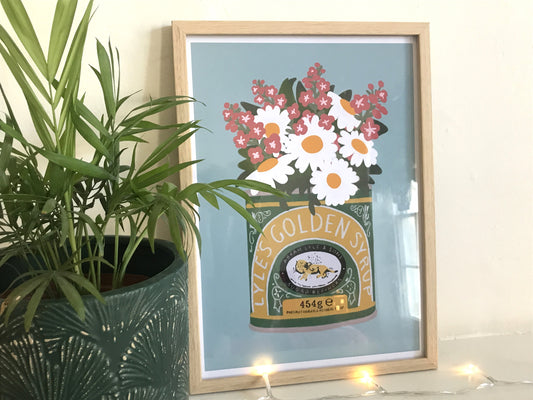 Unique Jars of Flowers - Daisies and Golden Syrup - Unframed