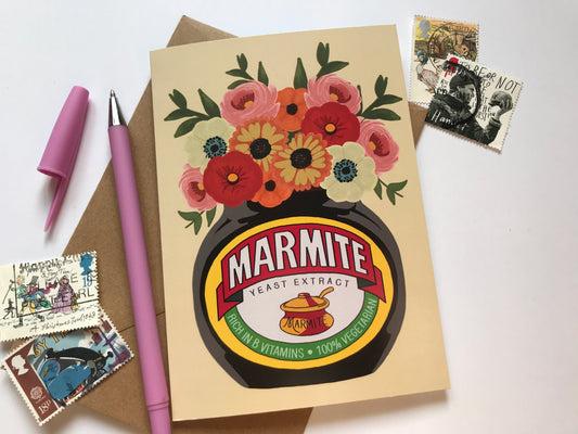 Marmite and Flowers Greeting Card